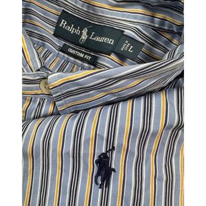 Ralph Lauren Custom Fit Mens Long Sleeve Button Down Shirt Stripe Large